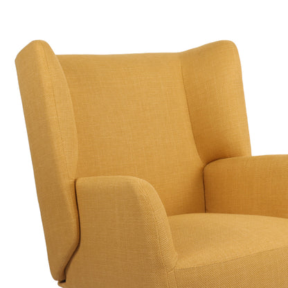 Armchair Mareta yellow fabric and legs in black color 83x80x99cm