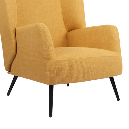 Armchair Mareta yellow fabric and legs in black color 83x80x99cm
