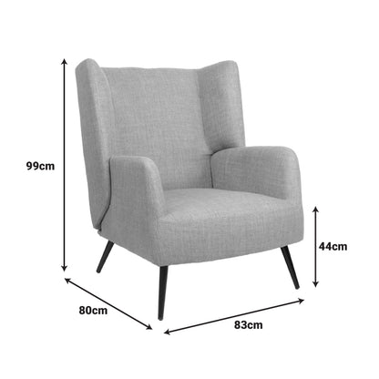 Armchair Mareta yellow fabric and legs in black color 83x80x99cm