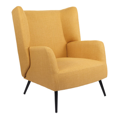 Armchair Mareta yellow fabric and legs in black color 83x80x99cm