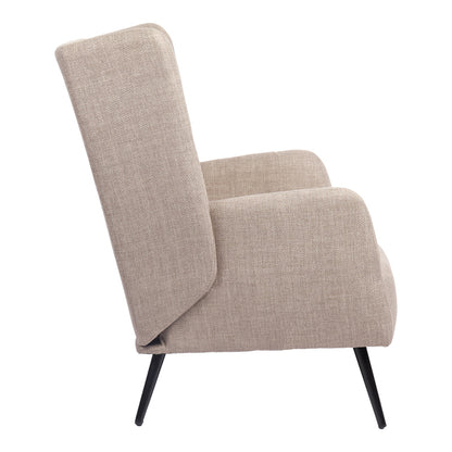 Armchair Mareta grey-beige fabric and legs in black color 83x80x99cm