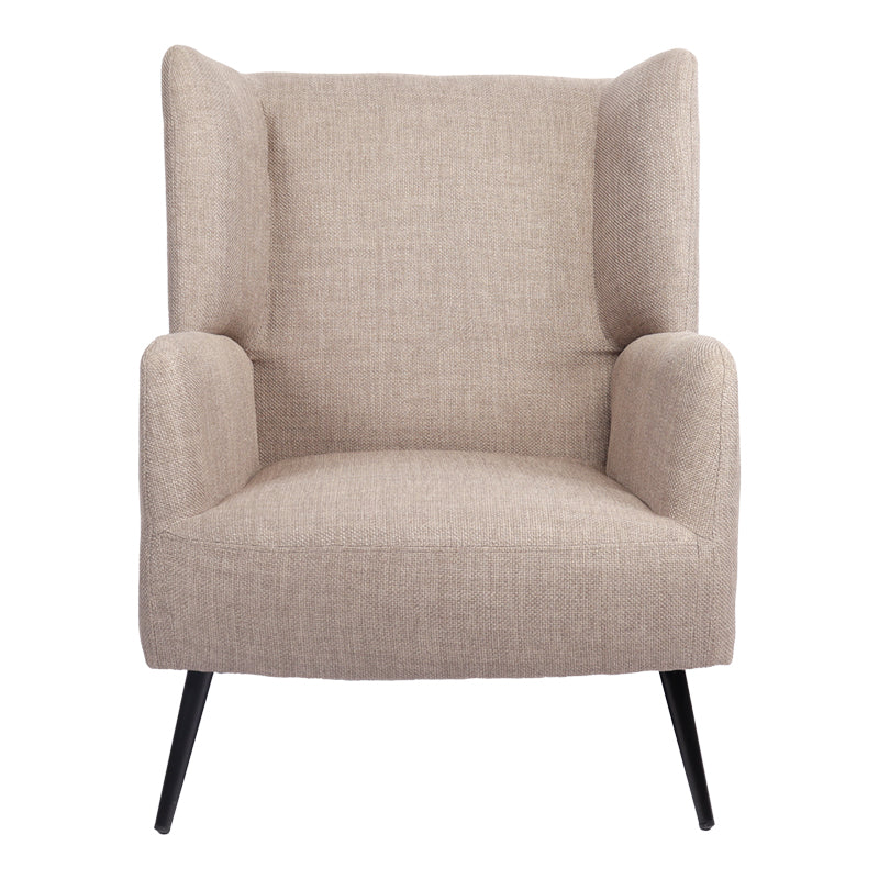Armchair Mareta grey-beige fabric and legs in black color 83x80x99cm