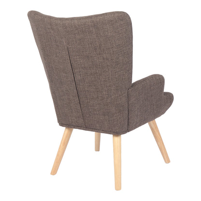 Armchair Gerlina brown fabric and legs in natural color 71x64x94cm