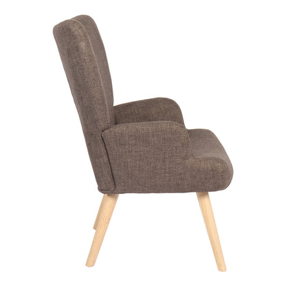 Armchair Gerlina brown fabric and legs in natural color 71x64x94cm