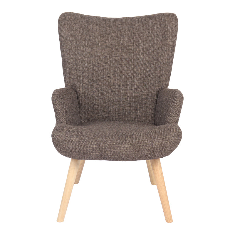 Armchair Gerlina brown fabric and legs in natural color 71x64x94cm