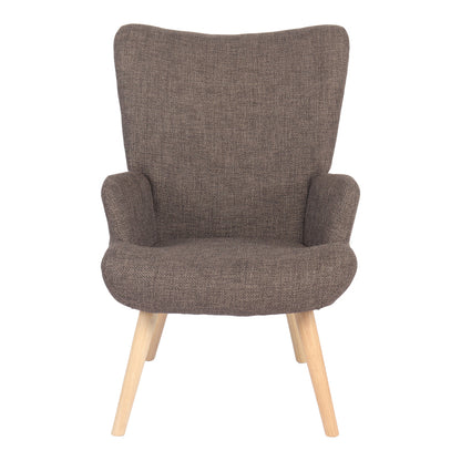 Armchair Gerlina brown fabric and legs in natural color 71x64x94cm