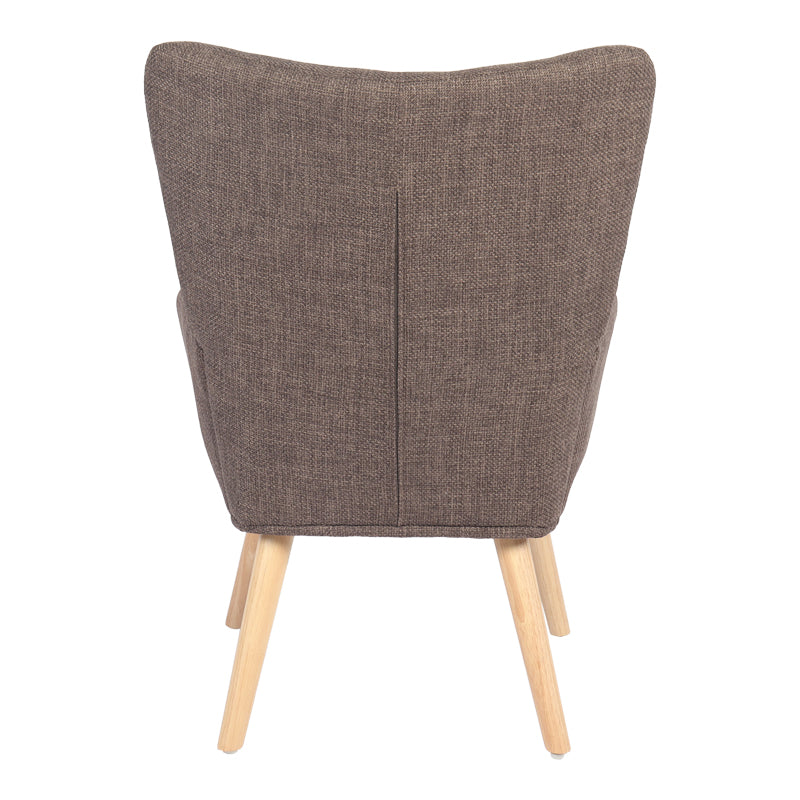 Armchair Gerlina brown fabric and legs in natural color 71x64x94cm