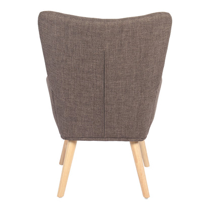 Armchair Gerlina brown fabric and legs in natural color 71x64x94cm
