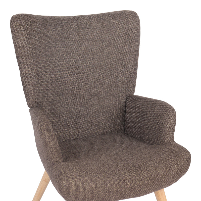 Armchair Gerlina brown fabric and legs in natural color 71x64x94cm