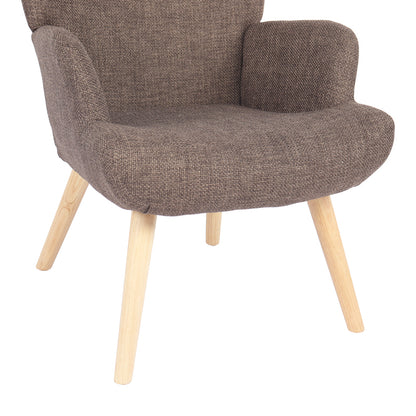 Armchair Gerlina brown fabric and legs in natural color 71x64x94cm