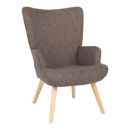 Armchair Gerlina brown fabric and legs in natural color 71x64x94cm