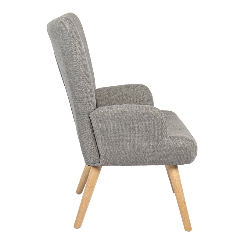 Armchair Gerlina light grey fabric and legs in natural color 71x64x94cm