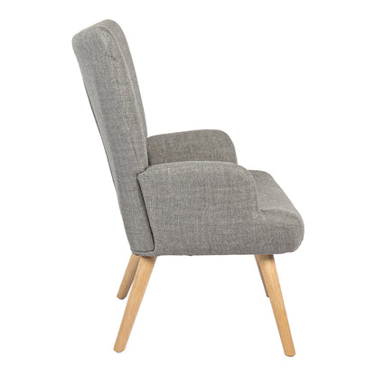 Armchair Gerlina light grey fabric and legs in natural color 71x64x94cm