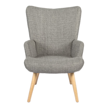 Armchair Gerlina light grey fabric and legs in natural color 71x64x94cm