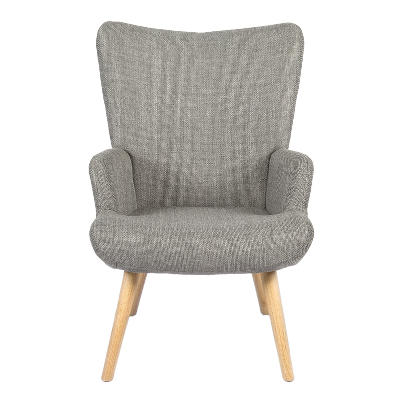 Armchair Gerlina light grey fabric and legs in natural color 71x64x94cm
