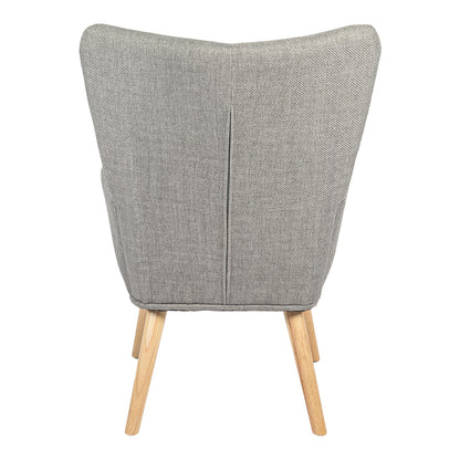 Armchair Gerlina light grey fabric and legs in natural color 71x64x94cm