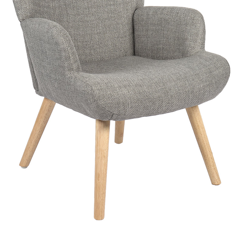 Armchair Gerlina light grey fabric and legs in natural color 71x64x94cm