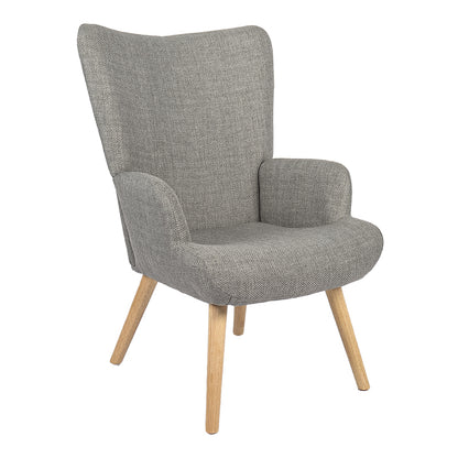 Armchair Gerlina light grey fabric and legs in natural color 71x64x94cm