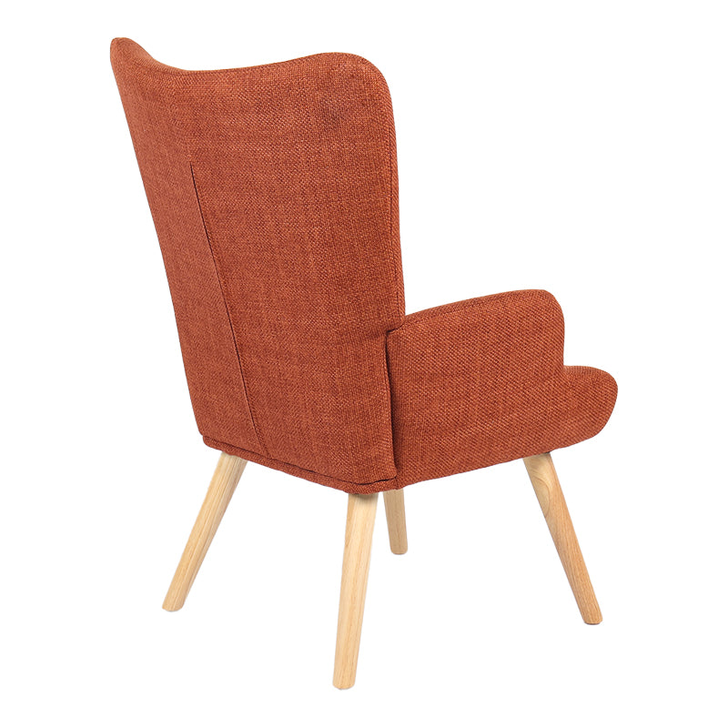 Armchair Gerlina terracotta fabric and legs in natural color 71x64x94cm