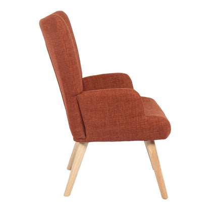 Armchair Gerlina terracotta fabric and legs in natural color 71x64x94cm
