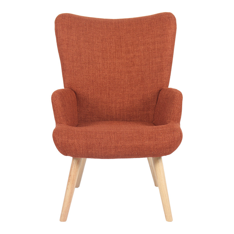 Armchair Gerlina terracotta fabric and legs in natural color 71x64x94cm