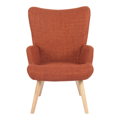 Armchair Gerlina terracotta fabric and legs in natural color 71x64x94cm