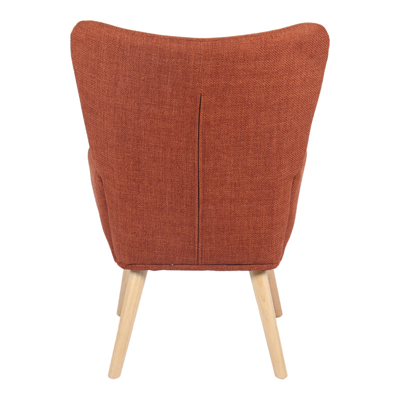 Armchair Gerlina terracotta fabric and legs in natural color 71x64x94cm