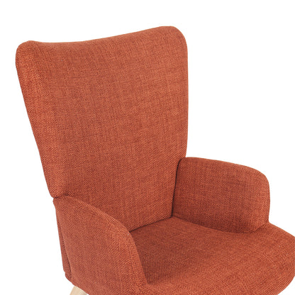 Armchair Gerlina terracotta fabric and legs in natural color 71x64x94cm