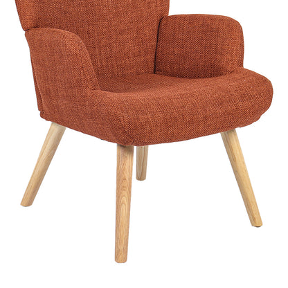 Armchair Gerlina terracotta fabric and legs in natural color 71x64x94cm