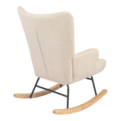 Rotating armchair Jianna cream fabric and legs in natural color 79x64x89cm