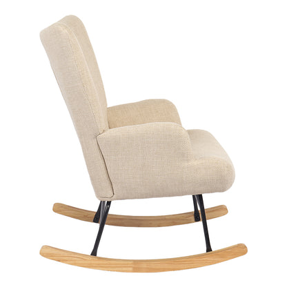 Rotating armchair Jianna cream fabric and legs in natural color 79x64x89cm