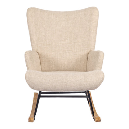 Rotating armchair Jianna cream fabric and legs in natural color 79x64x89cm