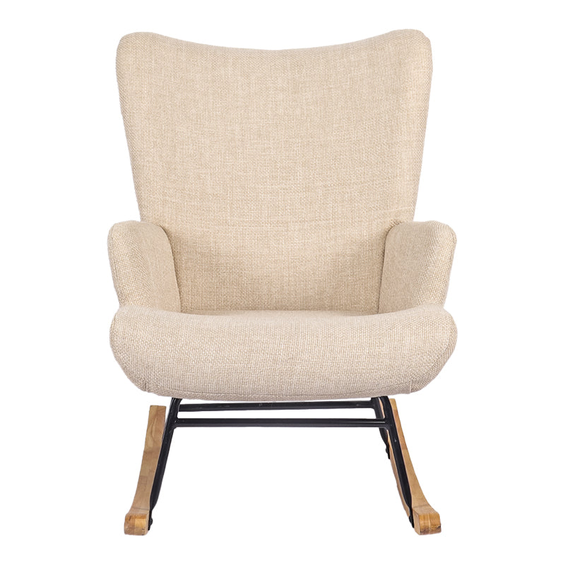 Rotating armchair Jianna cream fabric and legs in natural color 79x64x89cm
