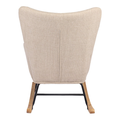 Rotating armchair Jianna cream fabric and legs in natural color 79x64x89cm
