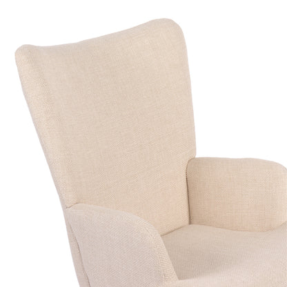 Rotating armchair Jianna cream fabric and legs in natural color 79x64x89cm