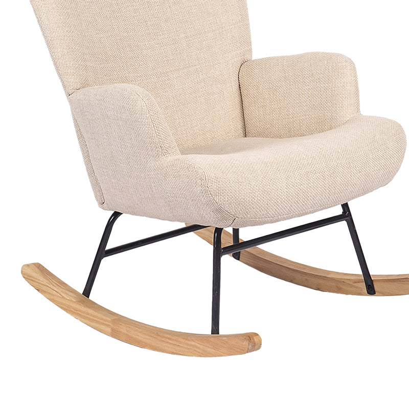 Rotating armchair Jianna cream fabric and legs in natural color 79x64x89cm