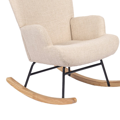 Rotating armchair Jianna cream fabric and legs in natural color 79x64x89cm
