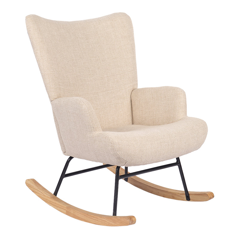 Rotating armchair Jianna cream fabric and legs in natural color 79x64x89cm