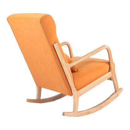 Rotating armchair Edeldy orange fabric and legs in natural color 102x66x99cm