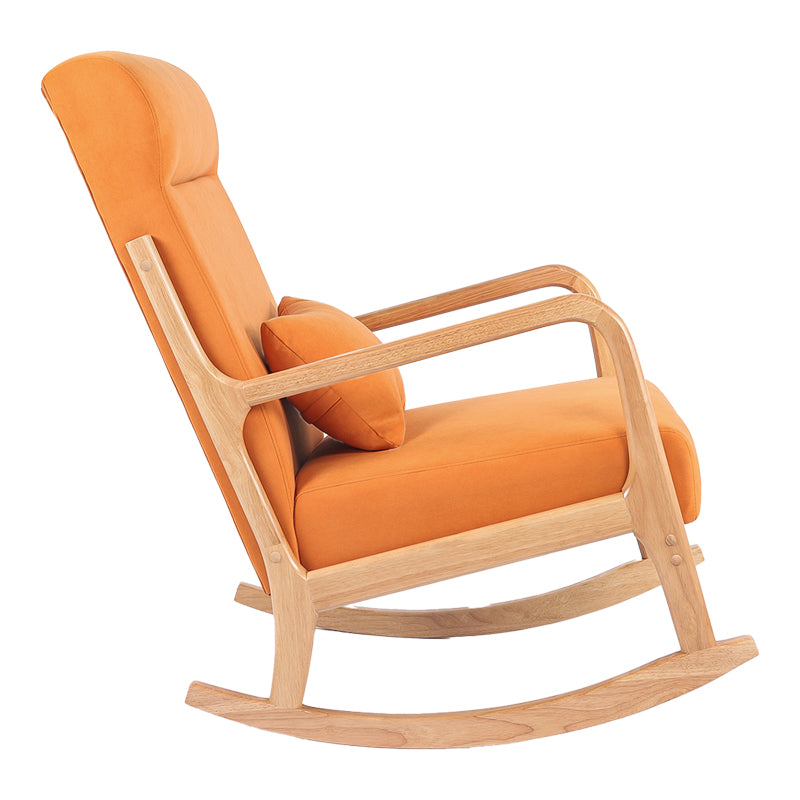 Rotating armchair Edeldy orange fabric and legs in natural color 102x66x99cm