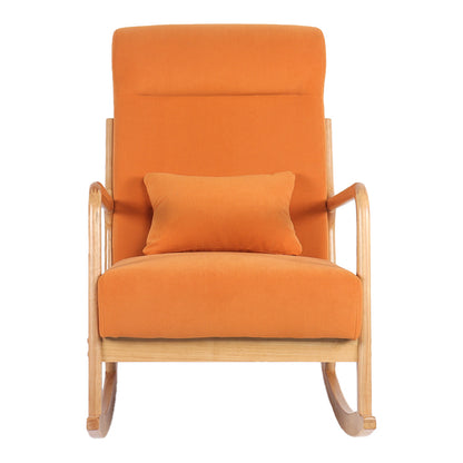 Rotating armchair Edeldy orange fabric and legs in natural color 102x66x99cm