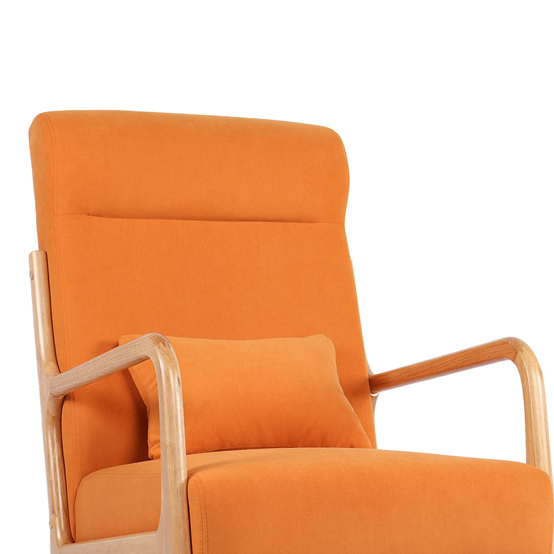 Rotating armchair Edeldy orange fabric and legs in natural color 102x66x99cm