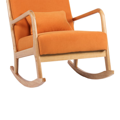 Rotating armchair Edeldy orange fabric and legs in natural color 102x66x99cm