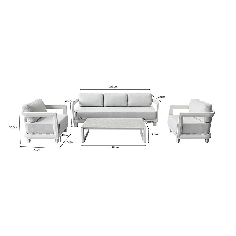 Jenora outdoor lounge beige aluminum with light grey fabric