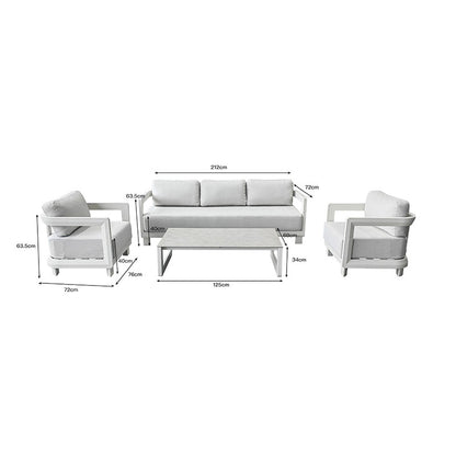 Jenora outdoor lounge beige aluminum with light grey fabric