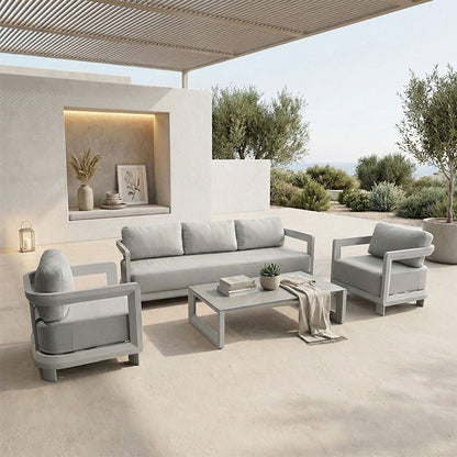 Jenora outdoor lounge beige aluminum with light grey fabric