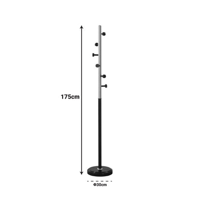 Coat rack Sinem metal in white-natural color D30x175cm