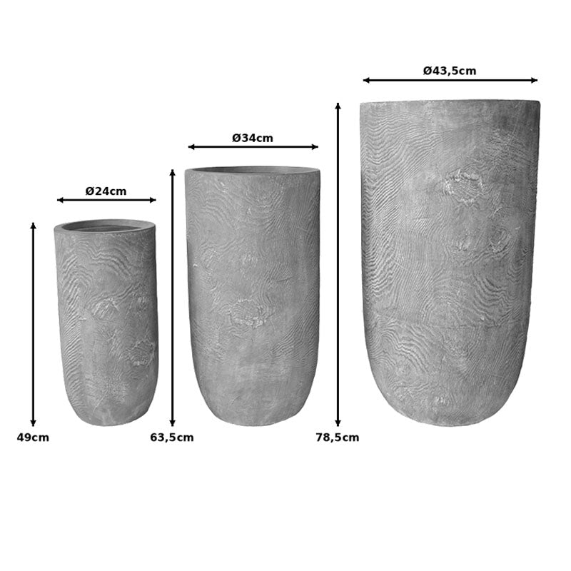 Planter Retaila set 3pieces MGO in antique grey color
