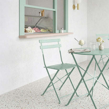 Bistro chair metal folding in mint color 42x46x82cm