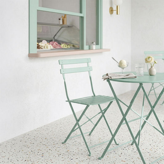 Bistro chair metal folding in mint color 42x46x82cm